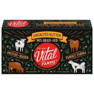 Vital Farms Grass-Fed Unsalted Butter 12/8 OZ [UNFI #2136463] [ebt]