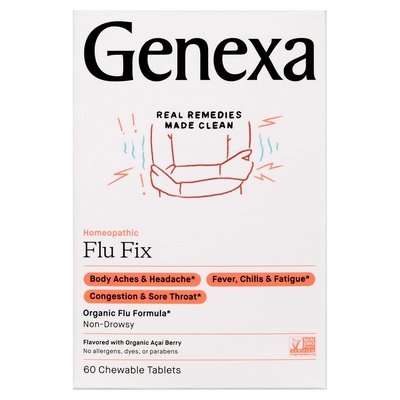 Genexa Flu Fix Homeopathic Non-Drowsy Acai Berry Chewable Tablets 1/60 TABS [UNFI-CARLISLE #1960947]