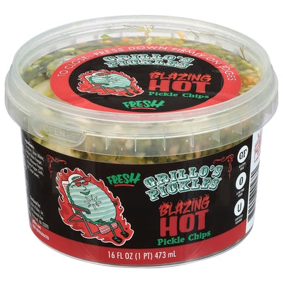 Grillos Pickles Pickle Chips Blazing Hot 6/16 OZ [UNFI #02967826] [ebt]