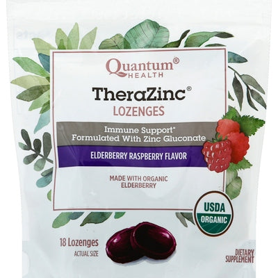Quantum Health TheraZinc Lozenges Elderberry Raspberry Flavor 1/18 CT [UNFI-CARLISLE #2085181]