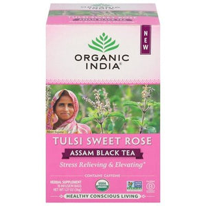 Organic India Assam Black Tea Tulsi Sweet Rose Bags 6/18 BAG [UNFI #2951291] [ebt]
