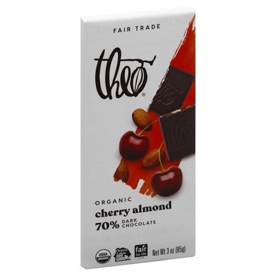 Theo Chocolate Dark Chocolate 70% Organic Cherry Almond 12/3 OZ [UNFI #0677583] [ebt]