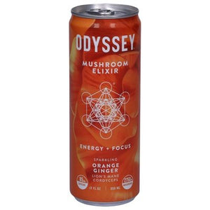 Odyssey Mushroom Elixir Orange Ginger Energy + Focus Sparkling 12/12 OZ [UNFI #2849412] [ebt]