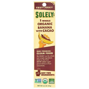 Solely Fruit Jerky Organic Banana With Cacao 12/.8 OZ [UNFI-CARLISLE #2329670] [ebt]