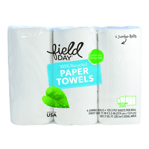 Field Day Paper Towels 100% Recycled 120Ct 4/6 ROLL [UNFI #1728856]