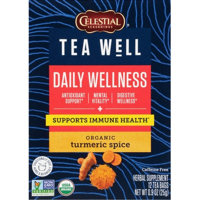 Teawell Tea Well Organic Turmeric Spice Daily Wellness Herbal Supplement Tea Bags 6/12 BAG [UNFI #02643419] [ebt]
