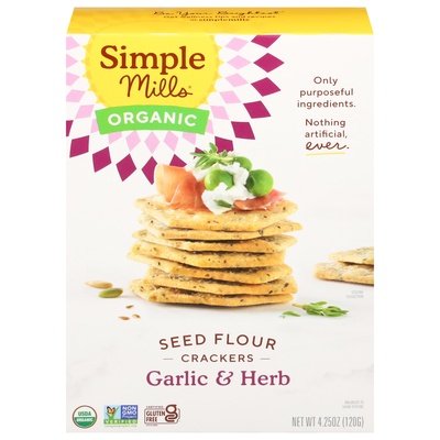 Simple Mills Crackers Seed Flour Garlic & Herb 6/4.25 OZ [UNFI #2702389] [ebt]