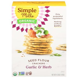 Simple Mills Crackers Seed Flour Garlic & Herb 6/4.25 OZ [UNFI #2702389] [ebt]
