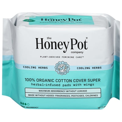 The Honey Pot Pads 100% Organic Cotton Cover Super 1/16 CT [UNFI-CARLISLE #3114121]