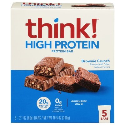Think High Protein Bars Brownie Crunch 5 Pack 6/5/2.1 OZ [UNFI-CARLISLE #3052560] [ebt]