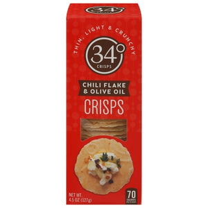 34 Degrees Crisps Chili Flake & Olive Oil 12/4.5 OZ [UNFI #2898617] [ebt]