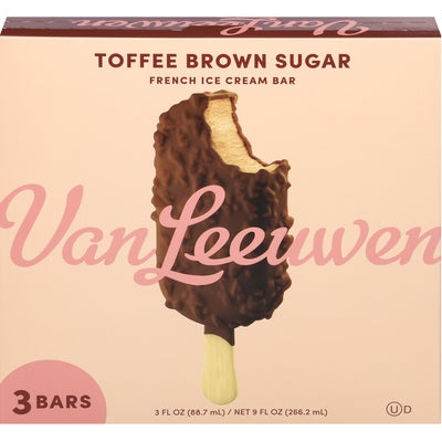 Van Leeuwen Ice Cream French Ice Cream Bar Toffee Brown Sugar 8/9.2 OZ [UNFI #3040359] [ebt]