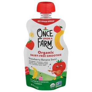 Once Upon A Farm Smoothie Dairy-Free Organic Strawberry Banana Swirl 8/4.0 OZ [UNFI #2356228] [ebt]