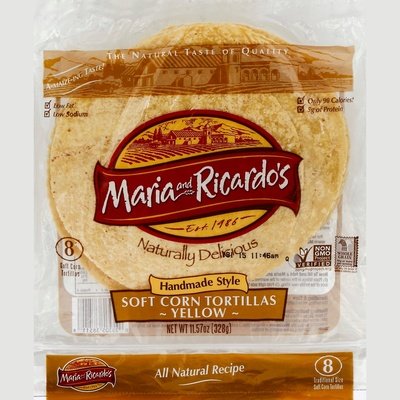 Maria And Ricardos Tortillas Soft Corn Yellow Handmade Style Traditional Size 14/8 CT [UNFI #915017] [ebt]