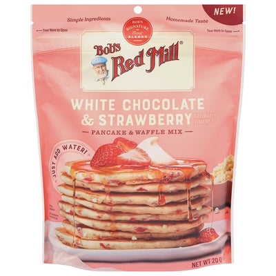 Bobs Red Mill Pancake & Waffle Mix White Chocolate & Strawberry 4/20 OZ [UNFI #03140159] [ebt]