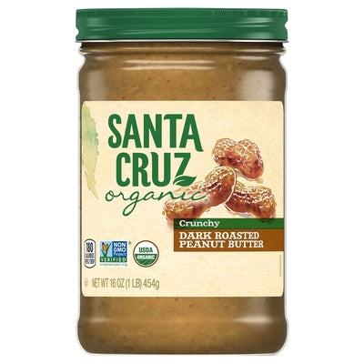 Santa Cruz Organic Peanut Butter Crunchy Dark Roasted 12/16 OZ [UNFI #3091287] [ebt]