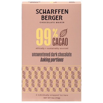 Scharffen Berger Dark Chocolate Unsweetened 99% Cacao 12/4 OZ [UNFI-CARLISLE #2945046] [ebt]