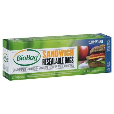 Biobag Resealable Bags Sandwich 12/25 CT [UNFI #1204262]