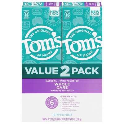 Toms Of Maine Toothpaste Anticavity Peppermint Whole Care Value Pack 1/2/4 OZ [UNFI-CARLISLE #2710192]