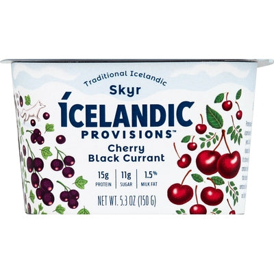 Icelandic Provisions Skyr Low Fat Cherry & Black Currant Thick & Creamy 12/5.3 OZ [UNFI #02278216] [ebt]