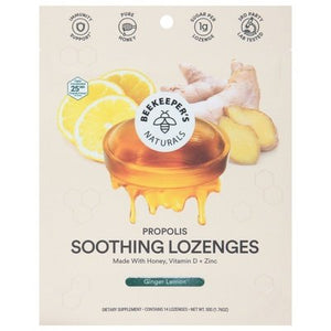 Beekeepers Naturals Soothing Lozenges Ginger Lemon 1/1.76 OZ [UNFI-CARLISLE #2834216]