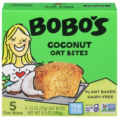 Bobos Oat Bars Oat Bites Coconut 6/5/1.3OZ [UNFI #1957877] [ebt]