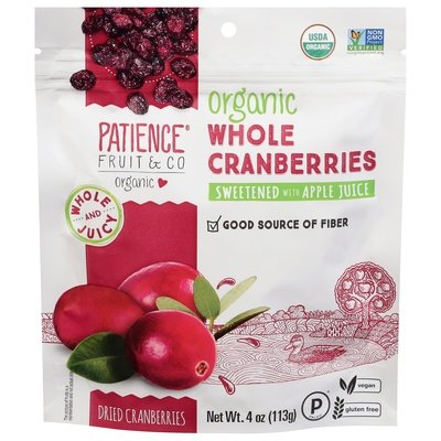 Patience Fruit & Co Dried Cranberries Organic Whole 8/4 OZ [UNFI #1893528] [ebt]