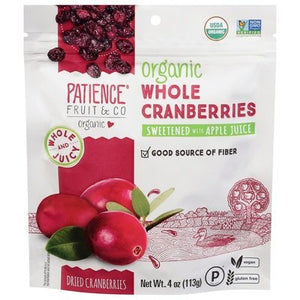 Patience Fruit & Co Dried Cranberries Organic Whole 8/4 OZ [UNFI #1893528] [ebt]