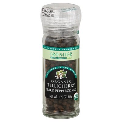 Frontier Nat Prod Co-Op Peppercorns Organic Tellicherry Black 6/1.76 OZ [UNFI #305482] [ebt]
