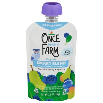 Once Upon A Farm Smart Blend Organic Pear-Y Blueberry & Spinach 8/3.2 OZ [UNFI #3003142] [ebt]
