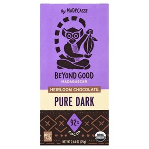 Beyond Good Chocolate Heirloom Pure Dark Madagascar 92% Cocoa 12/2.64 OZ [UNFI-CARLISLE #1851377] [ebt]