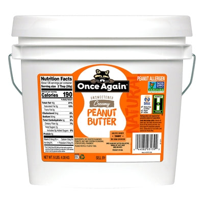 Once Again Peanut Butter Creamy Natural Unsweetened 9 LB [UNFI #0251991] [ebt]