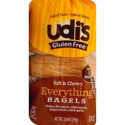 Udis Gluten Free Bagels Everything Inside 8/13.9 OZ [UNFI #1194356] [ebt]