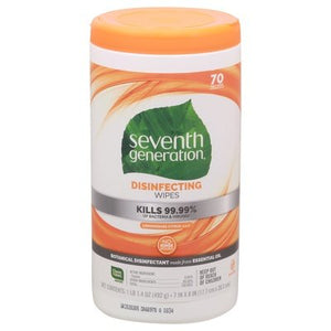 Seventh Generation Wipes Disinfecting Lemongrass Citrus Scent 6/70 CT [UNFI #214239]