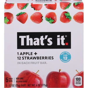 Thats It Fruit Bar Apple + Strawberries 6/5/1.2 OZ [UNFI #02868081] [ebt]