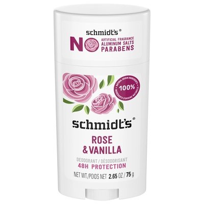Schmidts Deodorant Rose & Vanilla 48H Protection 2.65 OZ [UNFI #2395481] T