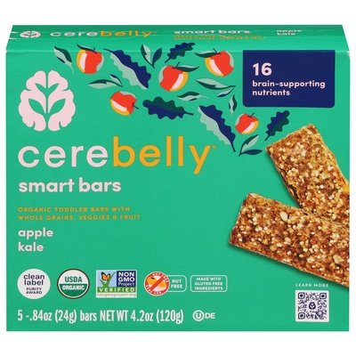 Cerebelly Smart Bars Apple Kale 6/4.2 OZ [UNFI #2645158] [ebt]