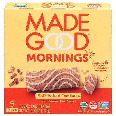 Made Good Oat Bars Soft Baked Cinnamon Bun Flavor 6/5.3 OZ [UNFI #2972909] [ebt]