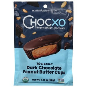 Chocxo Peanut Butter Cups Dark Chocolate 70% Cacao 6/3.45 OZ [UNFI #2826006] [ebt]