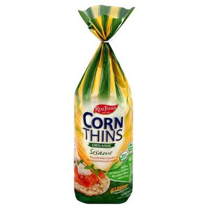 Real Foods Corn Thins Organic Sesame 6/5.3 OZ [UNFI #1014117] [ebt]