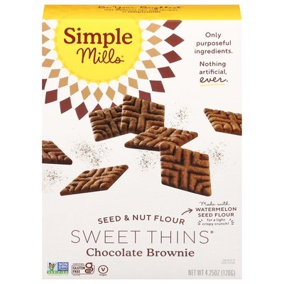 Simple Mills Sweet Thins Seed & Nut Flour Chocolate Brownie 6/4.25 OZ [UNFI #2736544] [ebt]