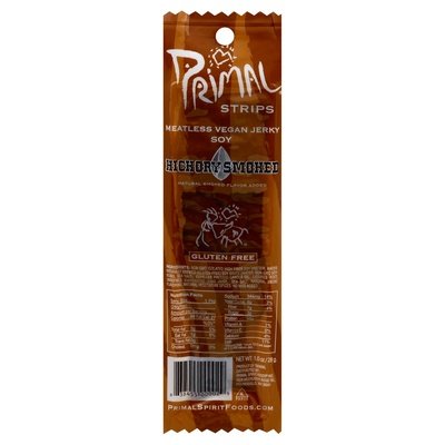 Primal Spirit Foods Vegan Jerky Meatless Soy Hickory Smoked 24/1 OZ [UNFI-CARLISLE #267294] [ebt]