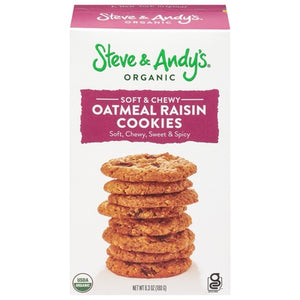 Steve & Andys Cookies Organic Oatmeal Raisin Soft & Chewy 6/5.5 OZ [UNFI #03180585] [ebt]