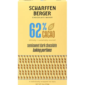 Scharffen Berger Dark Chocolate Semisweet 62% Cacao 12/4 OZ [UNFI-CARLISLE #2945020] [ebt]