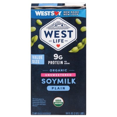 Westsoy Soymilk Organic Plain Unsweetened Value Size 8/64 OZ [UNFI #349720] [ebt]