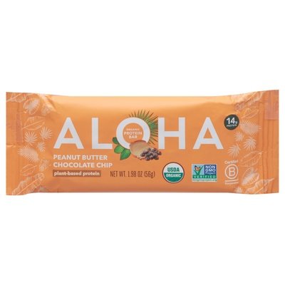 Aloha Protein Bar Organic Peanut Butter Chocolate Chip 12/1.9 OZ [UNFI-CARLISLE #2149011] [ebt]