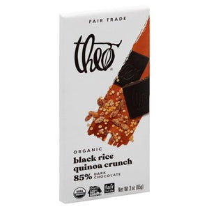 Theo Chocolate Black Rice Quinoa Crunch Organic Dark Chocolate 12/3 OZ [UNFI #1803600] [ebt]