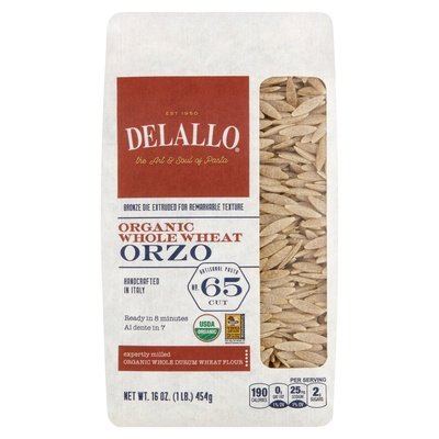 Delallo Orzo Organic Whole Wheat No. 65 Cut 12/16 OZ [UNFI #2985117] [ebt]