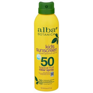 Alba Botanica Sunscreen Tropical Fruit Clear Spray Broad Spectrum Spf 50 Kids 1/5 OZ [UNFI-CARLISLE #2927069]