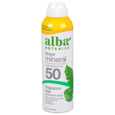 Alba Botanica Sunscreen Spray Sheer Mineral Fragrance Free Broad Spectrum Spf 50 1/5 OZ [UNFI-CARLISLE #2922631]